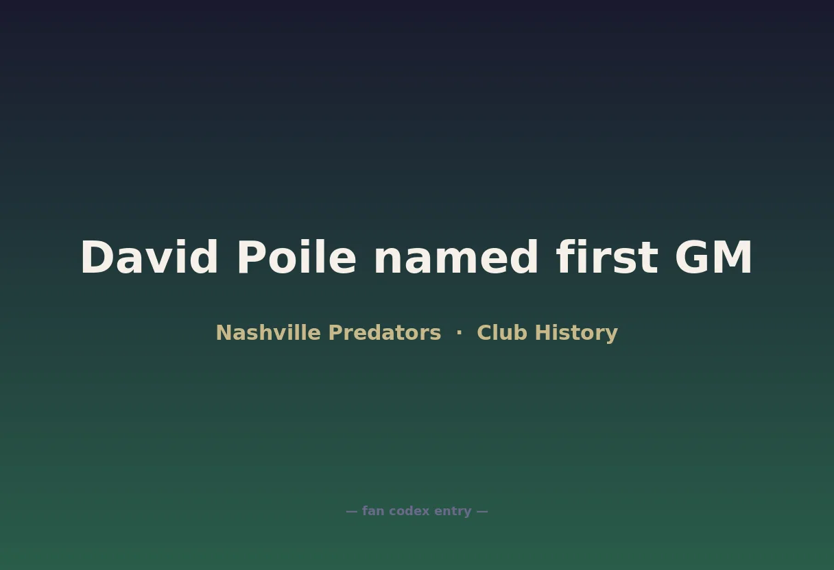 David Poile named first GM