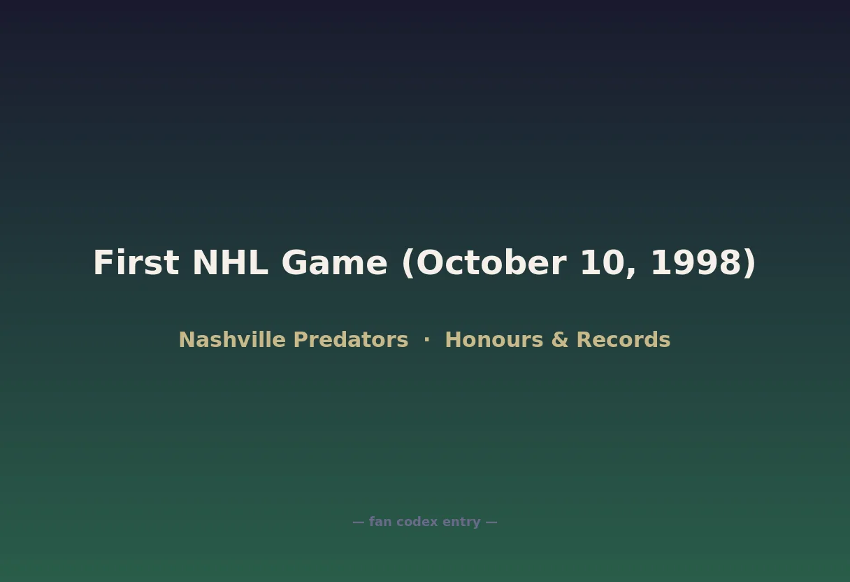 First NHL Game (October 10, 1998)