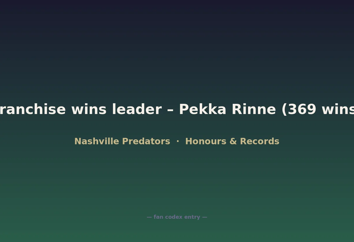 Franchise wins leader – Pekka Rinne (369 wins)